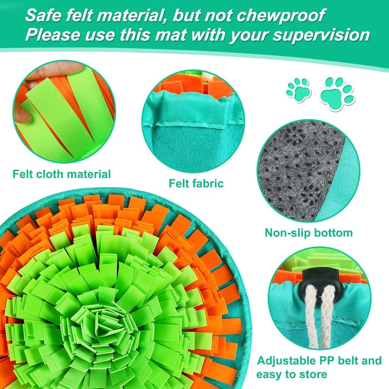 Vivifying Snuffle Mat for Dogs, Interactive Dog Enrichment Toys for Boredom and Mental Stimulation, Adjustable Puzzle Toys Sniff Mat for Slow Eating and Stress Relief (Green & Orange) - Image 2